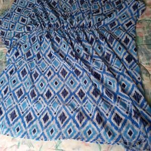 Blue Star One Size Blue White Cover Up Kimono Beach Dress